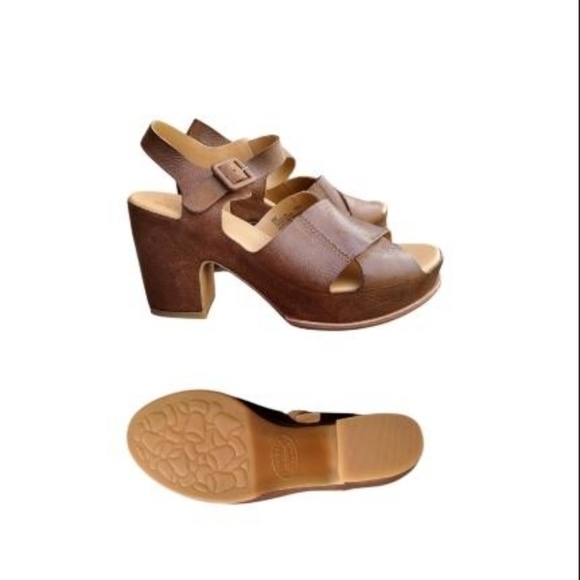 Kork-Ease Shoes - Kork Ease San Isabel Carlos Brown Leather Platform Clog Heel Sandal Shoe Women 8